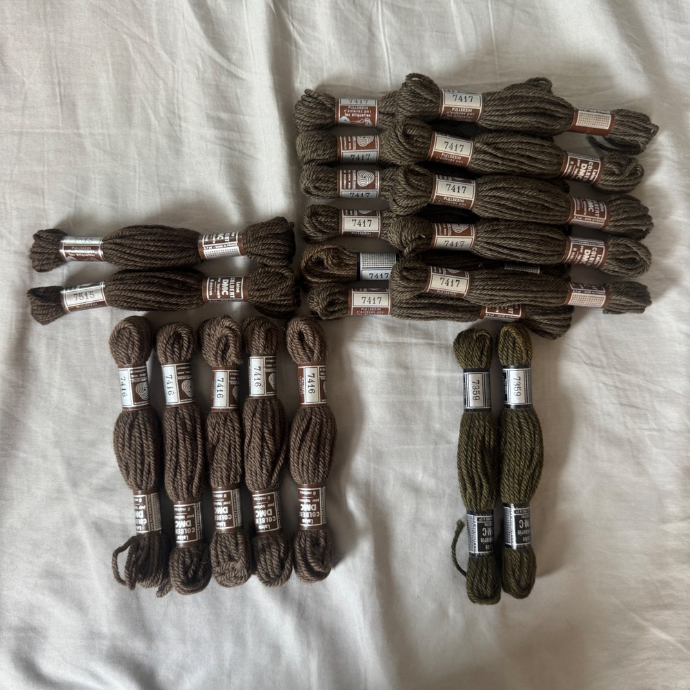 DMC Laine Colbert Tapestry Wool Yarn Lot 20 Skeins Brown Green Earth Tones 100%